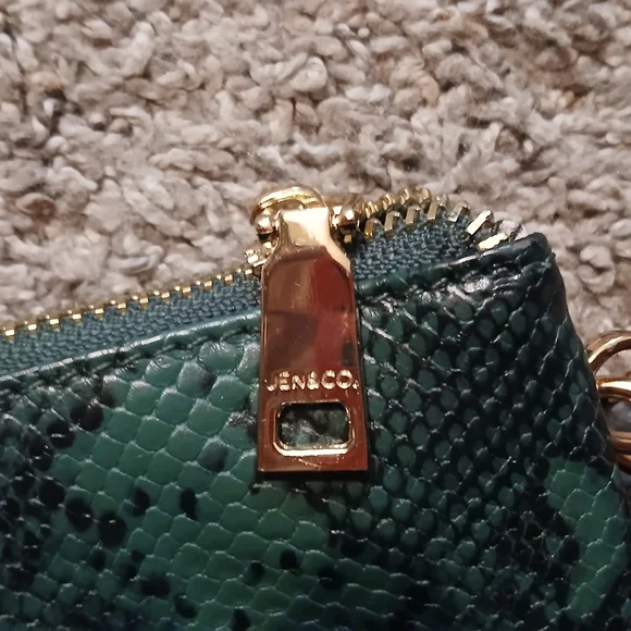 🐍💚Jen & Co Emerald Green Snakeskin Wristlet Clutch NWOT Vegan Leather - Picture 3 of 7